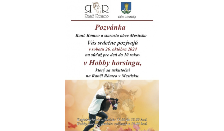 Hobby horsing - súťaž pre deti do 10 rokov